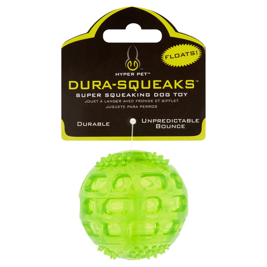 Dura-Squeaks Durable Non-Toxic TPR Bouncing Super Squeaky Dog Toy, Ball, Green